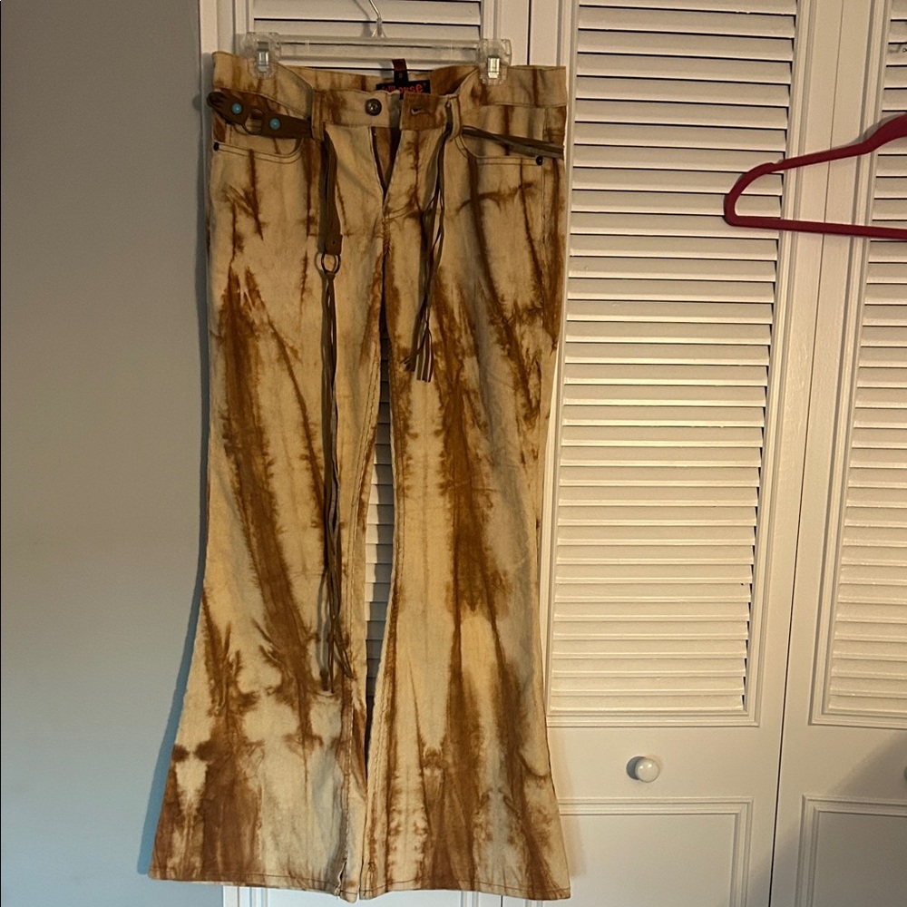 Dollhouse Brown Tie-Dye Flare Corduroys (Belt included)